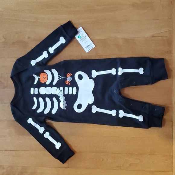 Baby Boys Girls Carters Skeleton Halloween Jumpsuit Romper Outfit Size 3 6 mo NW - Picture 3 of 4